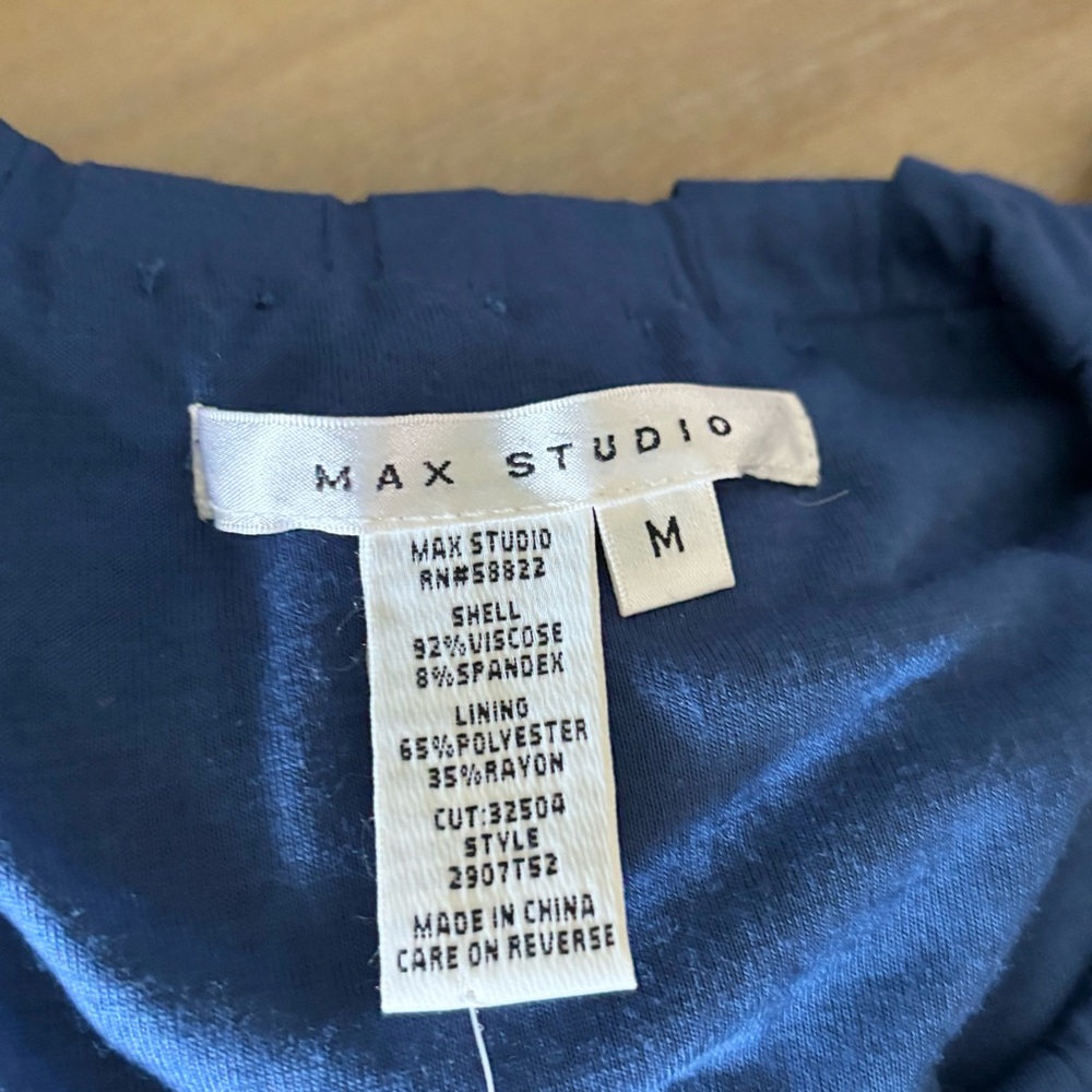 Max Studio Blue Jersey Pleated Shirred Blouson Dress, Medium NWT - Picture 4 of 9